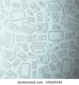 Backdrop with gadgets on light background