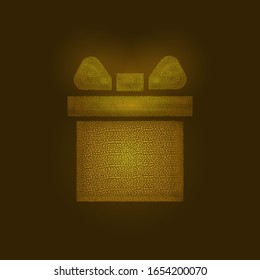 Backdrop Golden texture crumbs present shaped. Gold dust scattering on a black background. Particles grain or sand assembled. Vector Illustration textures for design.