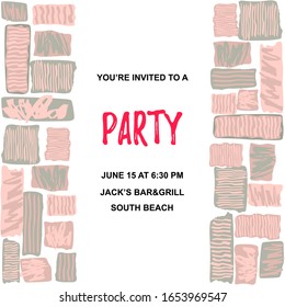 Backdrop with hand drawn stains. Place for text. Template for greetins, holidays, party invitation, birthday, flyer.