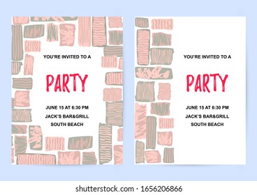Backdrop with hand drawn stains. Place for text. Template for greetins, holidays, party invitation, birthday, flyer. Vector illustration set.