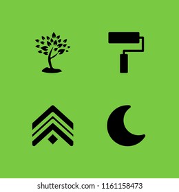 backdrop icon. 4 backdrop set with chevron, night, paint and tree with many leaves vector icons for web and mobile app
