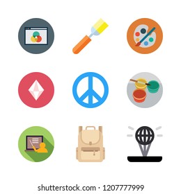 backdrop icon set. vector set about hologram, brush, backpack and watercolor icons set.