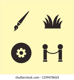 backdrop icon. backdrop vector icons set grass, velvet, gear and brush