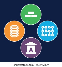 Backdrop icons set. set of 4 backdrop filled icons such as brick wall, electric circuit