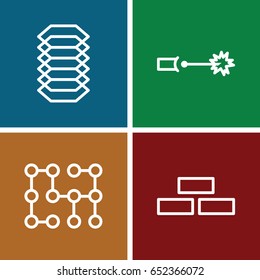 Backdrop icons set. set of 4 backdrop outline icons such as brick wall