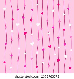 Backdrop love heart line on pink background. Seamless illustration design for love decoration. 