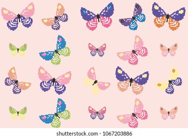 Backdrop with a pattern of colorful butterflies 