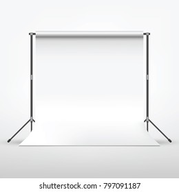 Backdrop Photgraphy Studio with Clean White Canvas Isolated