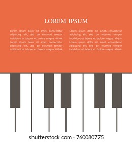 Backdrop with piano and text. Colorful hand drawn background, design illustration vector. Decorative wallpaper, good for printing