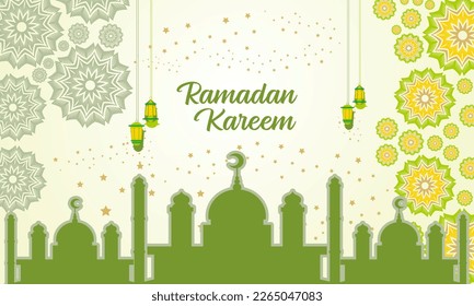 Hintergrund ramadan kareem mit floralem Hintergrund. Big muslim Feiertag Hintergrund "Ramadan Kareem" Vektorgrafik