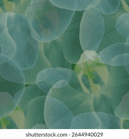 Backdrop seamless trendy pattern. Translucent, overlapping floral all over arrangement printable pattern ideas for textile, home decor, banner, template, business, wall paper, gift wrapping