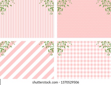 backdrop set of stripe,dot and gingham check with leaf