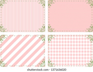 backdrop set of stripe,dot , gingham check  and leaf frame