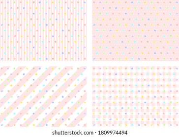 backdrop set of stripe,dot and gingham check and water color dot 
