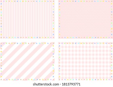 backdrop set of stripe,dot and gingham check and water color dot frame 