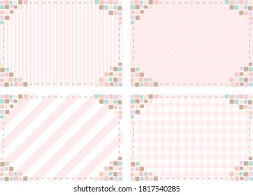 backdrop set of stripe,dot and gingham check and water color  square frame 