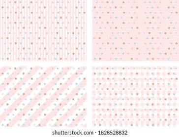 backdrop set of stripe,dot and gingham check and water color dot 