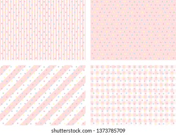 backdrop set of stripe,dot,gingham check with hand drawn paint dot