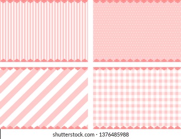 backdrop set of stripe,dot,gingham check with lace frame