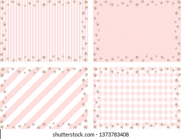 backdrop set of stripe,dot,gingham check with paw print