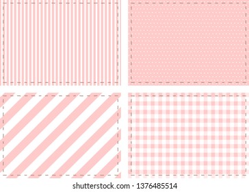 backdrop set of stripe,dot,gingham check and stitch