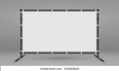 Backdrop Stand For Banners. White Blank Advertising Press Wall