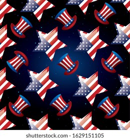 backdrop of top hats and stars for happy presidents day vector illustration design