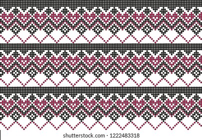 Backdrop with a traditional cross-stitched pattern 