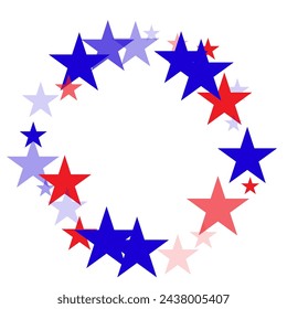  Ilustración vectorial de fondo, azul y rojo 4 de julio estrellas destellos aislados en blanco.   Ilustración vectorial de fondo, azul y rojo 4 de julio estrellas destellos aislados en blanco.