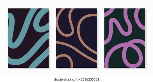 Backdrops with basic lines shapes with pop up colours, ideas for posters, banner, flyers, home decor, textile. Vector Illustration.Aesthetic contemporary set of essential geometric backgrounds.