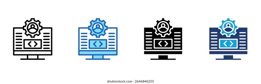 Ícone de desenvolvedor de back-end Ilustração de vetor de vários estilos