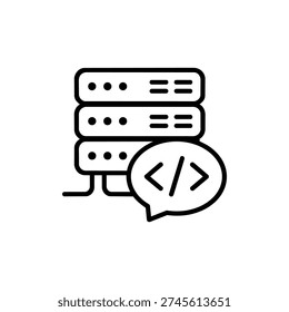 Backend developer profession icon backend developer coding server black and white vector illustration