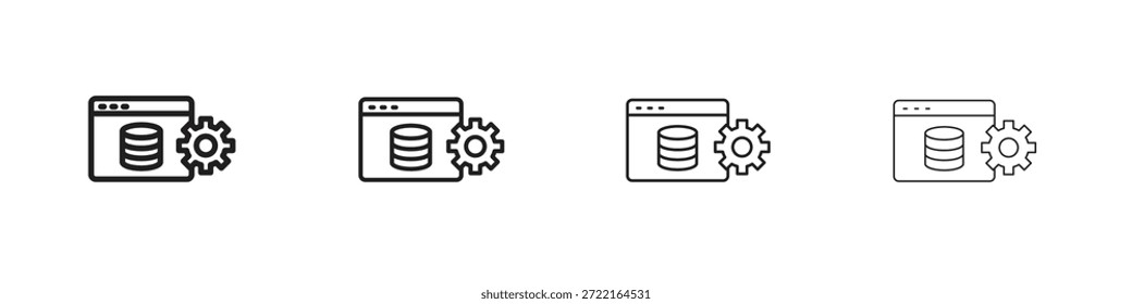 Icono de backend esboza la tendencia de las versiones simples modernas