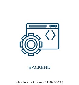 backend icon. Thin linear backend outline icon isolated on white background. Line vector backend sign, symbol for web and mobile