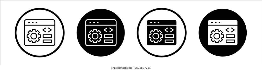 Conjunto de iconos de Vector de fondo negro relleno y estilo delineado.