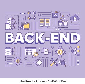 Back-end word concepts banner. Database programming. Web applications development. Presentation, website. Isolated lettering typography idea with linear icons. Vector outline illustration