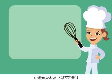 Backer chef woman banner background  vector illustration