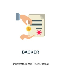 Backer flat icon. Simple sign from crowdfunding collection. Creative Backer icon illustration for web design, infographics and more