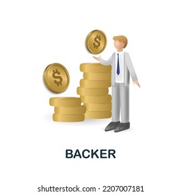 Backer icon. 3d illustration from crowdfunding collection. Creative Backer 3d icon for web design, templates, infographics and more