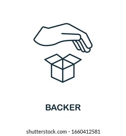 Backer icon from crowdfunding collection. Simple line Backer icon for templates, web design and infographics