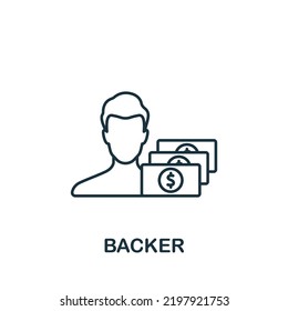 Backer icon. Line simple Crowdfunding icon for templates, web design and infographics