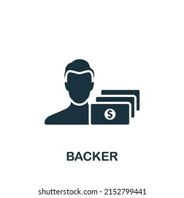 Backer icon. Monochrome simple Crowdfunding icon for templates, web design and infographics