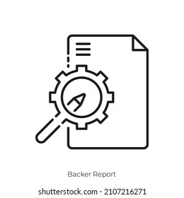 Backer Report icon. Outline style icon design isolated on white background