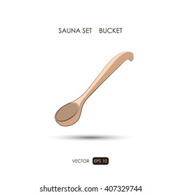 Backet. Sauna accessories on a white background. B?athroom items. Vector illustration