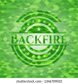 Backfire green emblem with triangle mosaic background