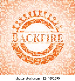 Backfire orange mosaic emblem with background