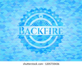 Backfire realistic sky blue mosaic emblem