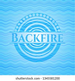 Backfire sky blue water wave emblem.
