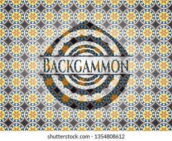 Backgammon arabic emblem. Arabesque decoration.