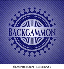 Backgammon badge with denim texture